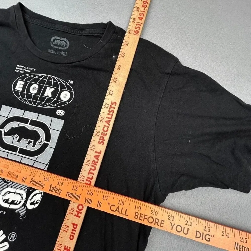 Ecko Unltd Y2K Skater Tee Black Rhino Brand Grunge School Mens Size L